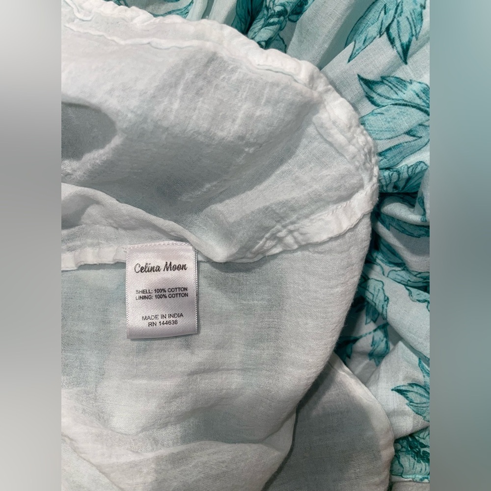 CELINA MOON Teal Floral Smocked Bodice Tiered Maxi Dress - Picture 11 of 11
